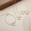 Inspiration Line Pattern Heart-Shaped Necklace and Earrings 18K Gold-Plated Copper Metal Unisex Couple's Jewellery 1 Piece