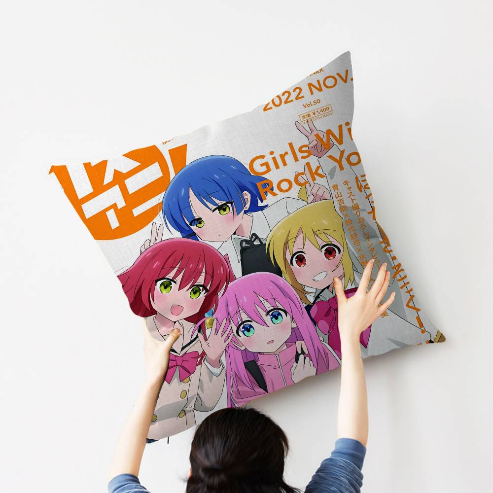 Anime Singer B-Bocchi The Rock! Personalized Picture Text Home Decorative Pillows Household Gifts 45x45cm