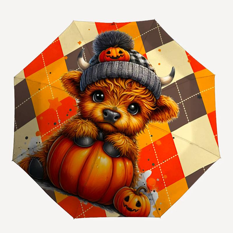 1pc Halloween Pumpkin Automatic Open/Close Umbrella with Folding feature Compact Travel Umbrella, Lightweight design, for Commuting, Business089
