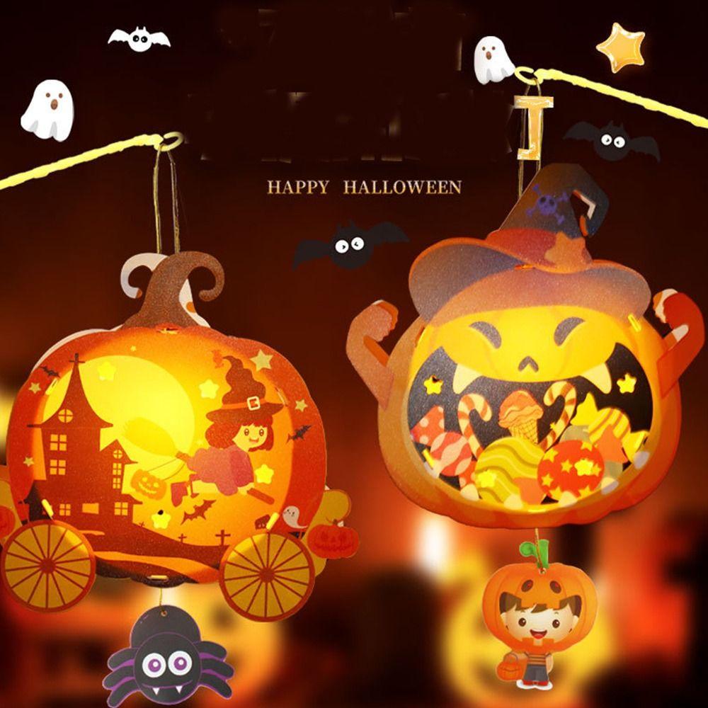 

LED Light Halloween Pumpkin Lantern Handmade Ghost Festival Lantern Kids Gift