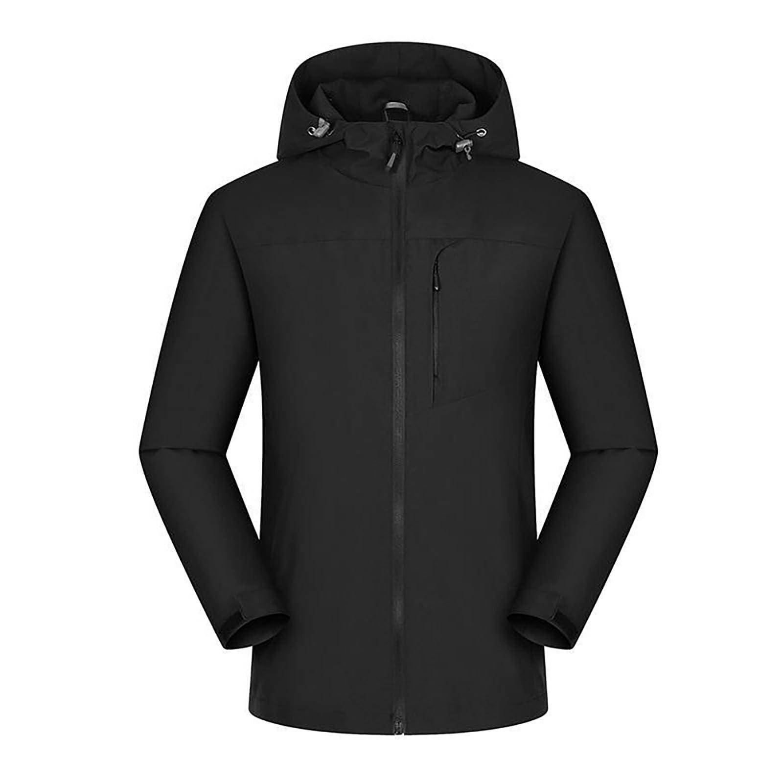 

Women Solid Stripe Rain Jacket Outdoor Plus Waterproof Hooded Raincoat Windproof L чорний