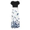 Women's Summer Fashion Casual Vintage Printed Crewneck Short Sleeve Maxi Skirt