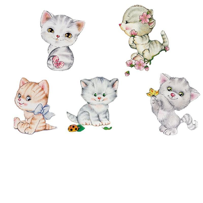 Removable Wall Stickers Mimic Real Cat Toilet Stickers Waterproof Self-adhesive Toilet Stickers Cute Cartoon Kitten Stickers