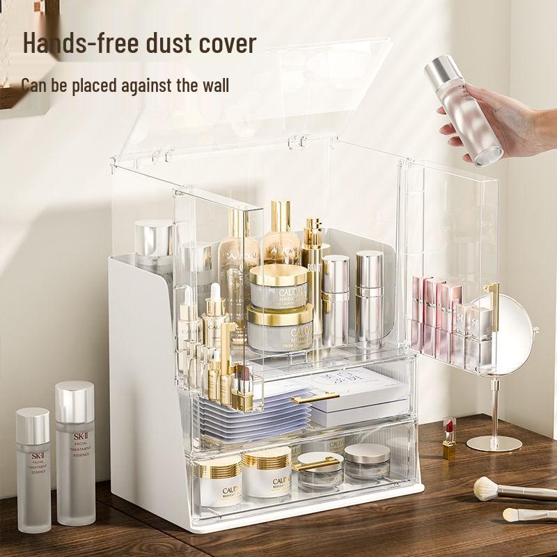 Schicke Transparente Kosmetik-Organizer-Box - Staubdichte Aufbewahrung für Hautpflege, Lippenstifte und Make-up
