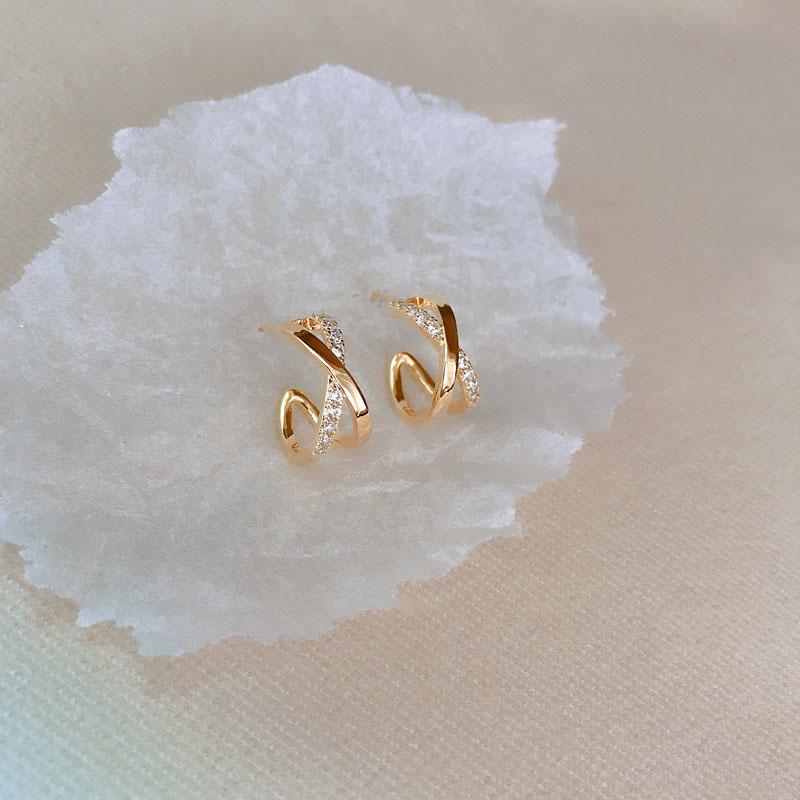 

Модные серьги-пусеты в виде крестов из стерлингового серебра S925 с золотым покрытием для женщин 925 Sterling Silver