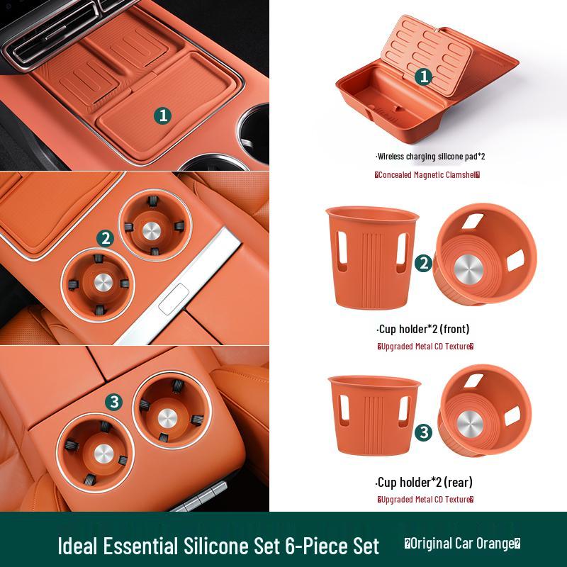 Ideal L6-L9 Silicone Console Cup Holder with Wireless Charger