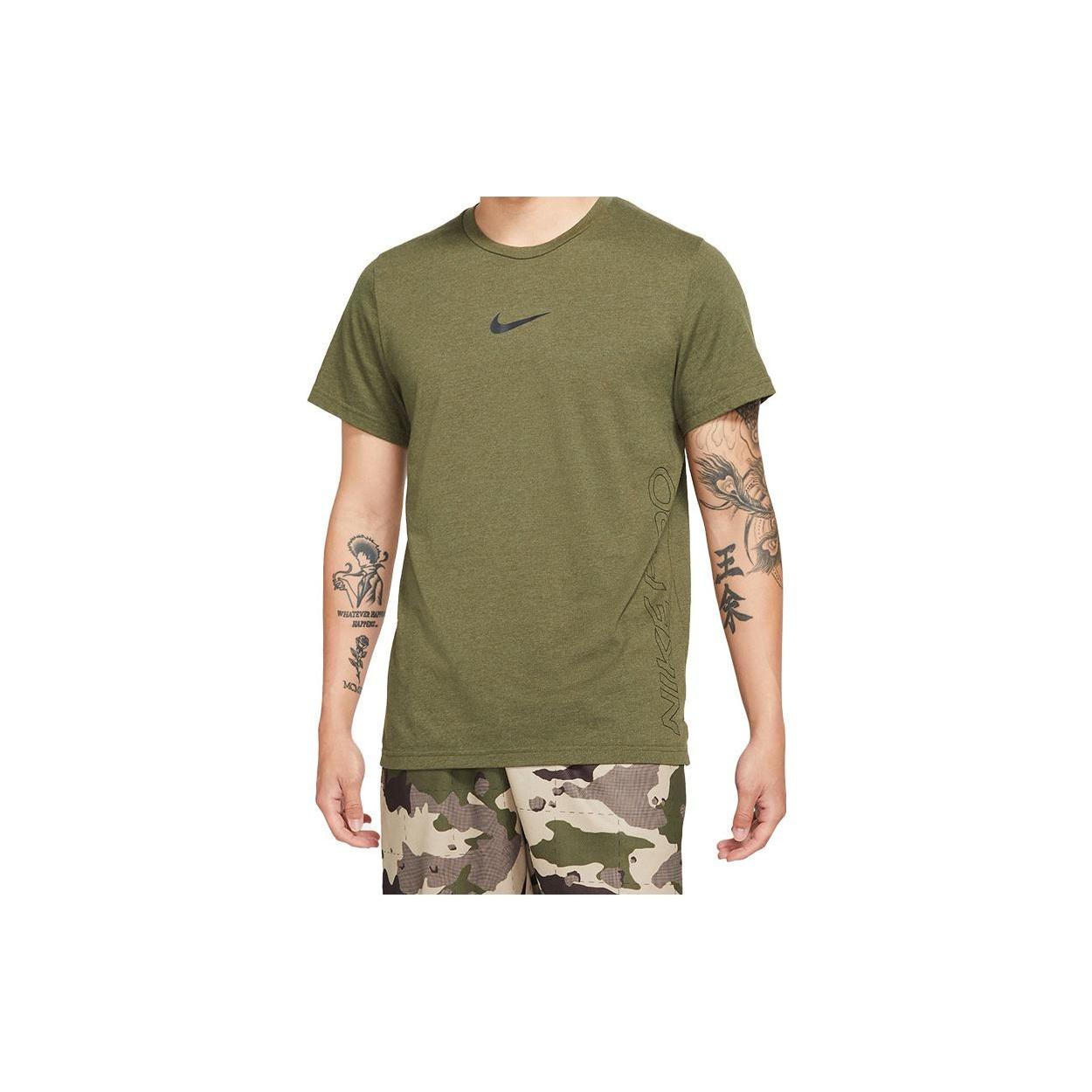 Men s Nike Solid Color Training Alphabet Logo Printing Short Sleeve Green T-Shirt DD1829-326 L