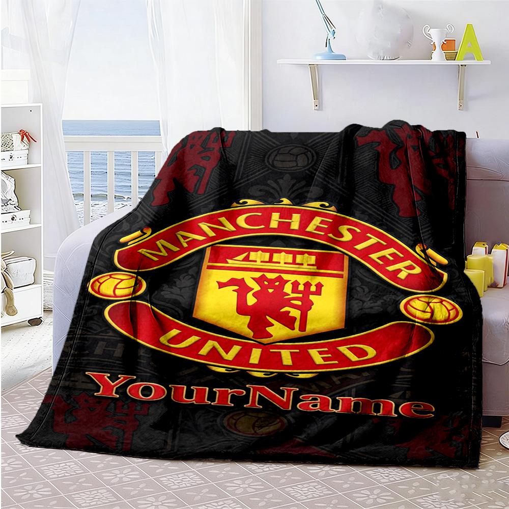 Manchester Customize Text Blanket Gift Customizable Blanket Soft Warm Cozy Great for Chair Seaside Bed Living Room All-Season Use