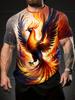 Heren T-shirt met 3D Feniks Vlam Print Ronde Hals – Stijlvolle Casual Zomer Top voor Buitenactiviteiten, Hardlopen & Sportschool Kleding, Comfortabel voor Elke Dag