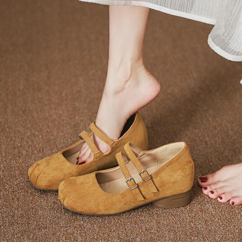 

Весенние однословные туфли Мэри Джейн на плоском каблуке, женские туфли с красным ретро балетом и разделенным носком 39 хаки