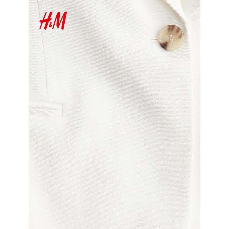 

Hm2025 Summer New Women clothes Short sleeve Blazer 1288084 White 160/88(S)