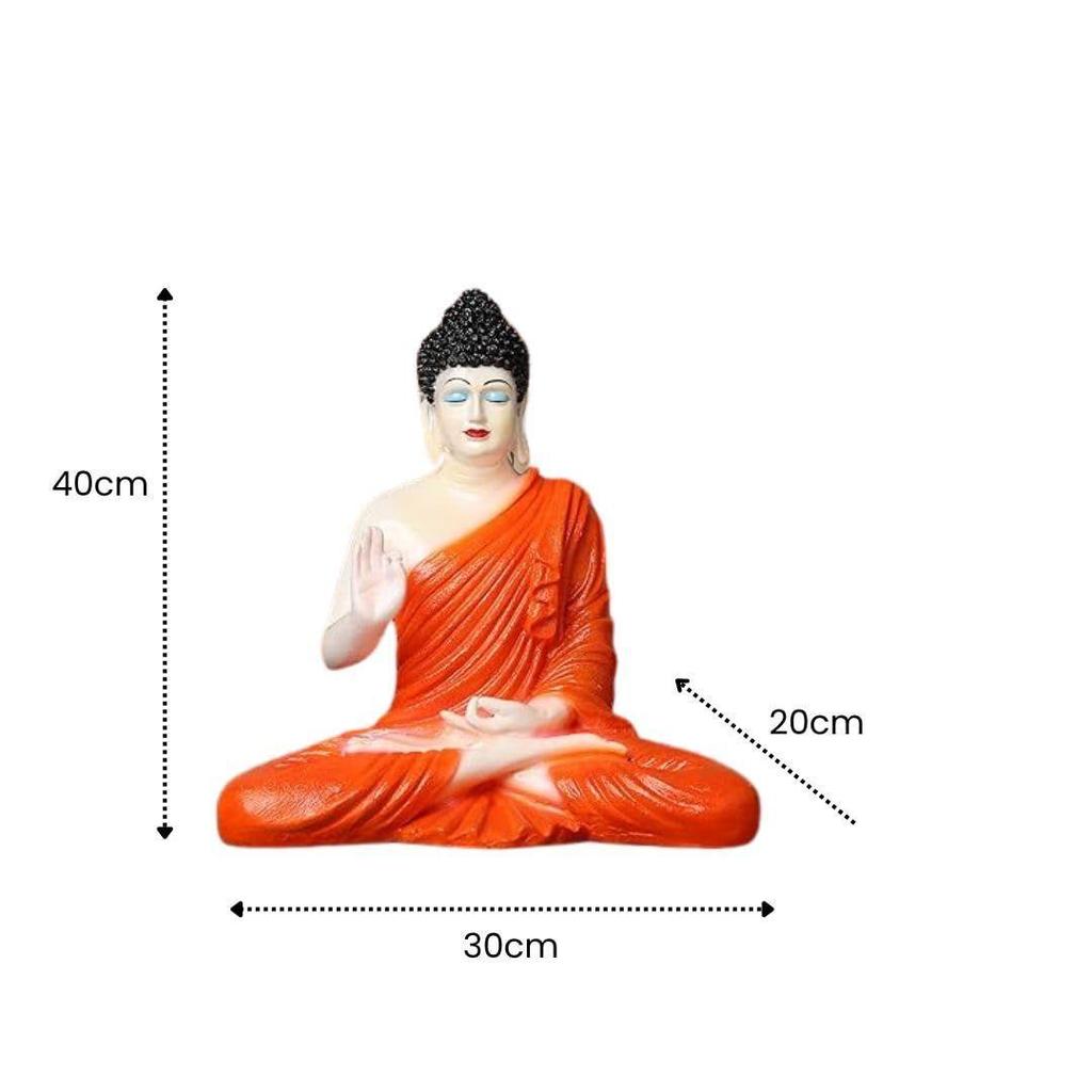 Sitting Buddha Statue for Home & Office Decor, Marble Dust Idol Statue of Resin 15 Inch