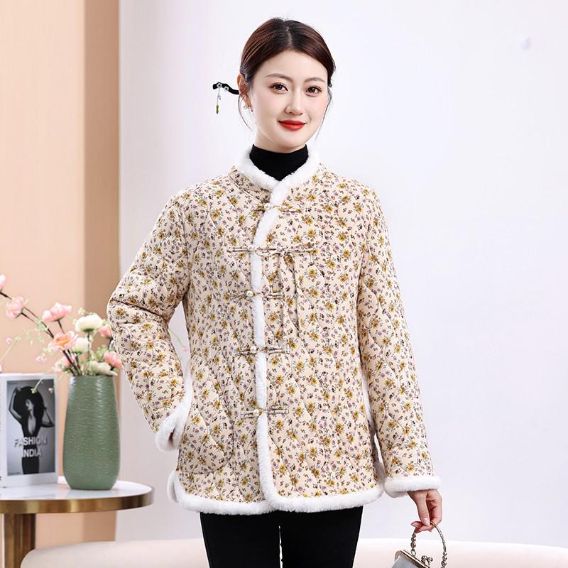 Retro Ethnic Floral Cotton Jacket: Warm Winter Wear for Women