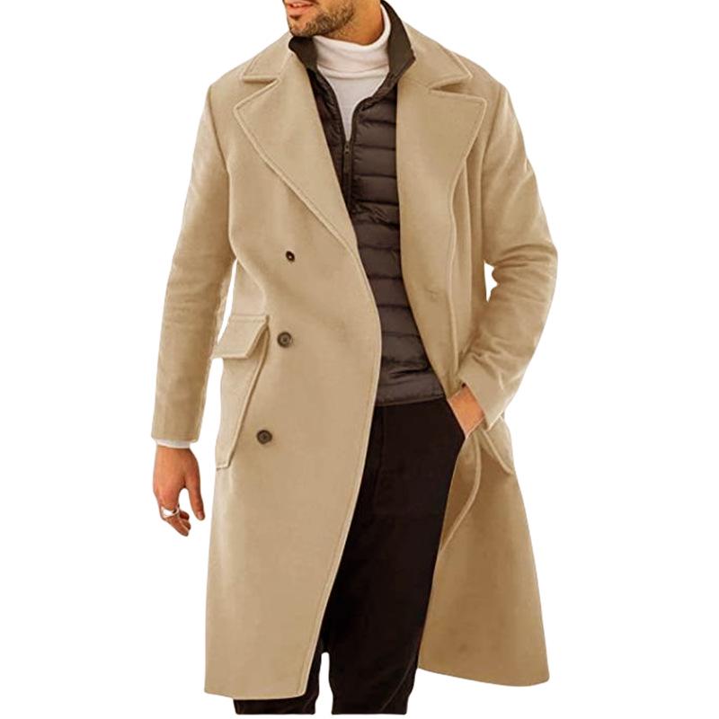 Men's Woolen Double-Breasted Coat - 2023 Autumn/Winter Collection