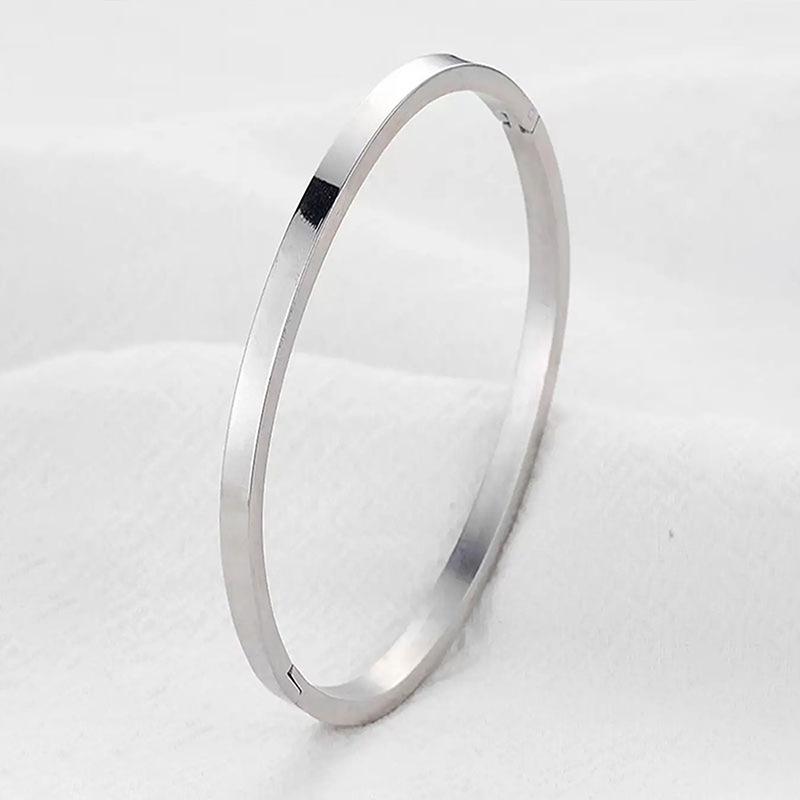 Versatile High-End Polished Titanium Steel Bracelet for Women - Non-Fading Silver Bangle