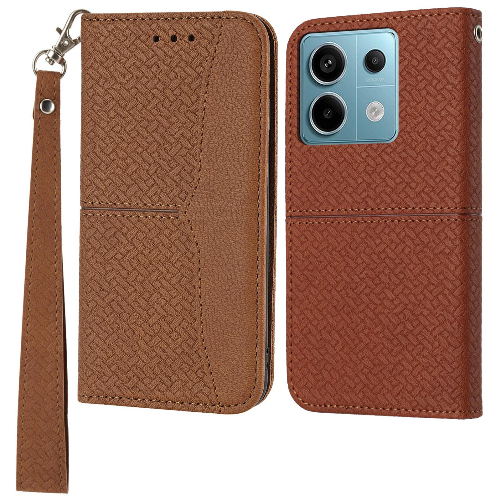 For Xiaomi Redmi Note 13 Pro 5G/Poco X6 5G Case Woven Texture PU Leather Wallet Phone Cover B