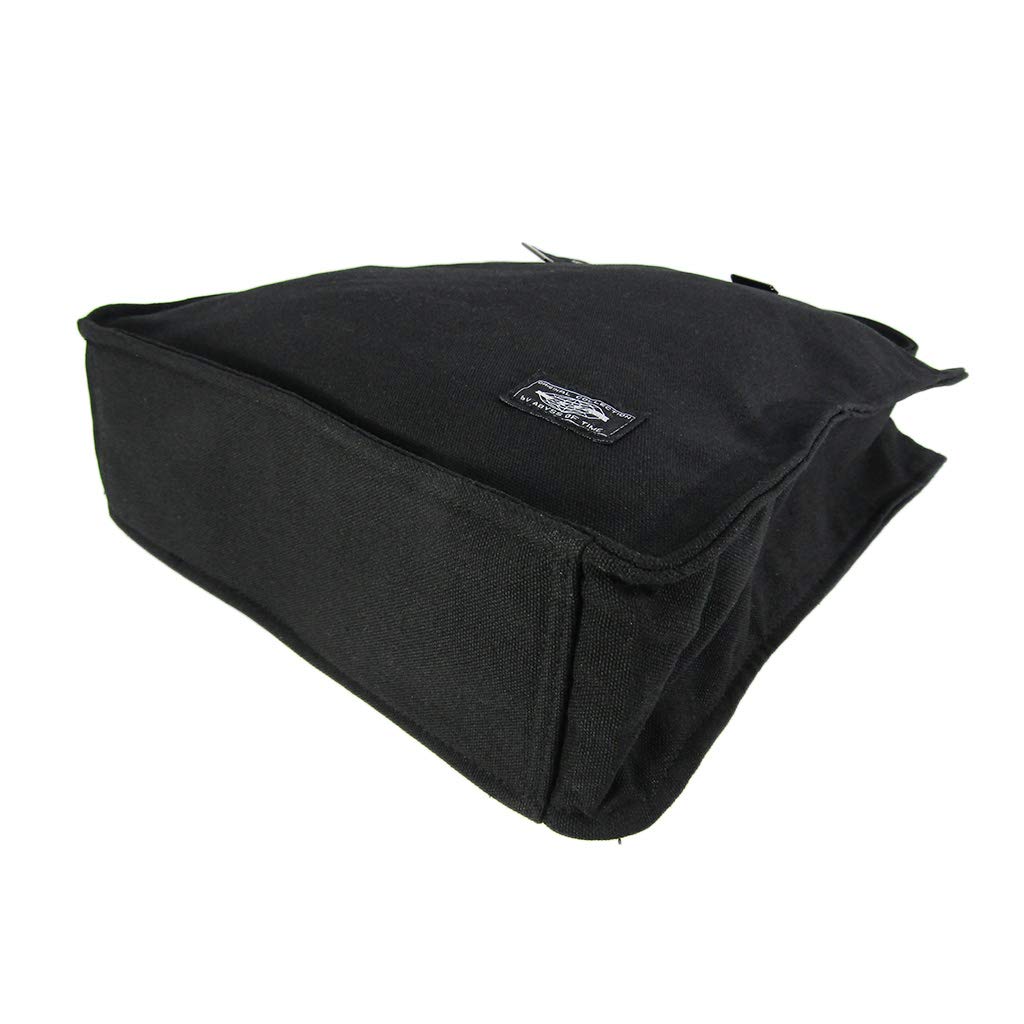 Bolsa de lona de gran capacidad, tamaño A4, vertical, con ajuste de longitud del asa, ideal para ir a la escuela, de lona 3W99, color negro [ABYSS TIME] AOT [Bolsa de lona