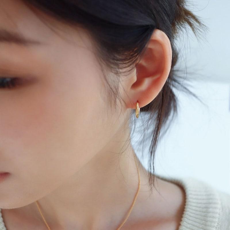 modernlike 14k gold-filled silver one-sided / classic ring one-touch earrings