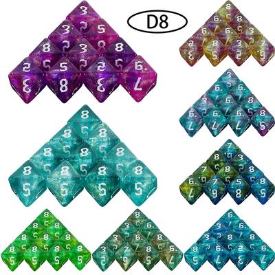 Multi-sided Dice 10pcs 8 Sided Game Dice for DND TRPG Board Game Mixed Colors DND Dice