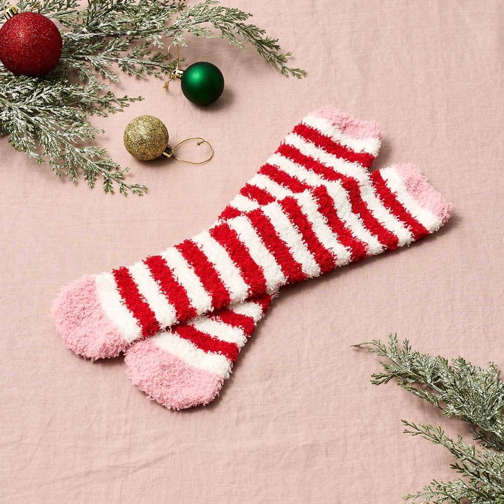 It's Socks Christmas Soft Striped Socks Red_FS0825063