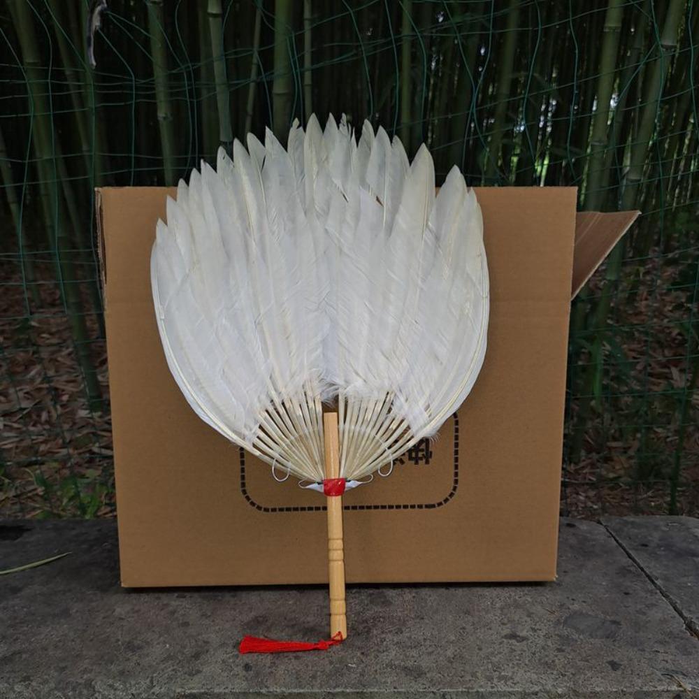 Chinese Style Hand Fan Vintage Tea Fan Decoration Accessories Goose Feather Fan  Photography Props