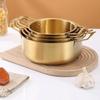Korean Style Ramen Pot Stainless Steel With Lid Soup Pot Gold Plated Double Ear Hot Pot Camping Cookware