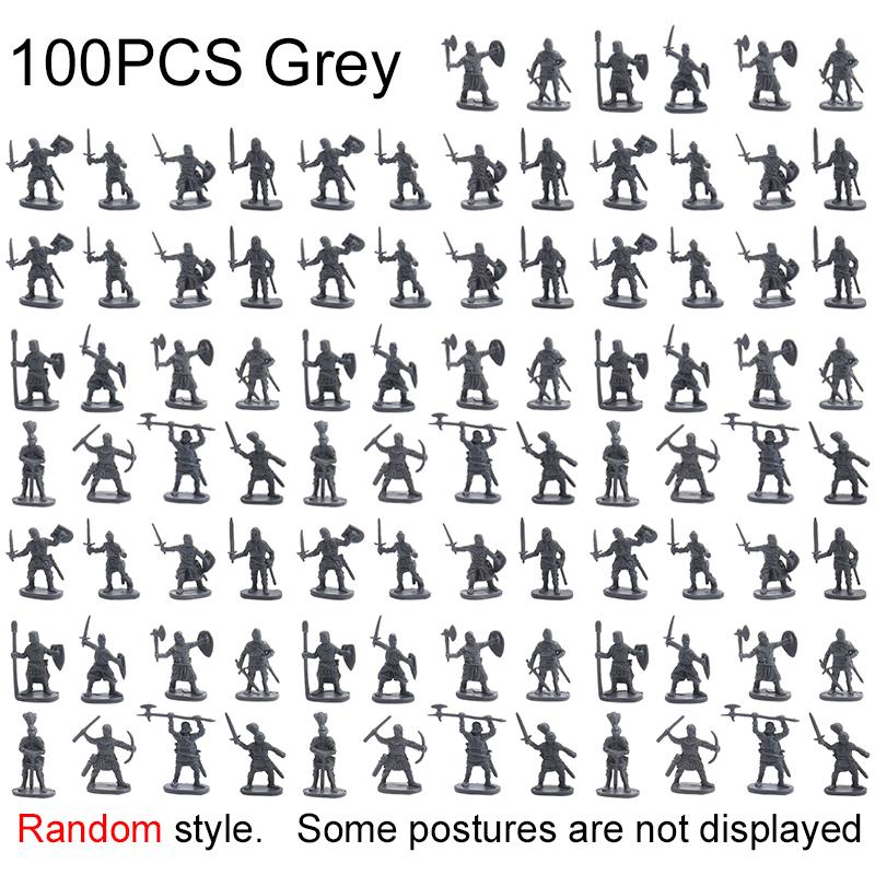 100PCS Ancient Warriors Soldier Miniatures Model 2.7CM Multiple Colors Available War Scene Different Postures Knight Soldier ZYF