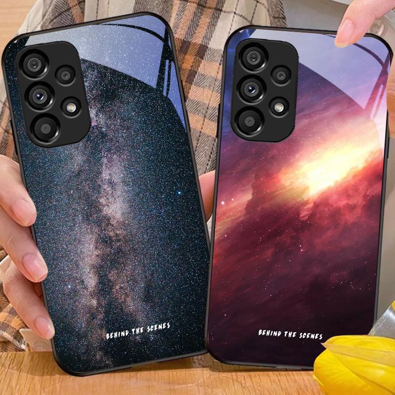 Weltraumlandschaft Bonus Für Samsung Galaxy S10 S20 Plus S21 FE S22 S23 S24 FE S25 Ultra Schwarz Gehärtetes Glas Handyhülle Hartschale