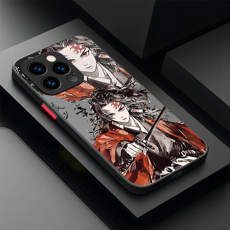 Anime D-Demon Slayer For iPhone 16 15 Promax Phone Case for Iphone 13 Case Silicone Matte Cover Shockproof Protective Soft Cover