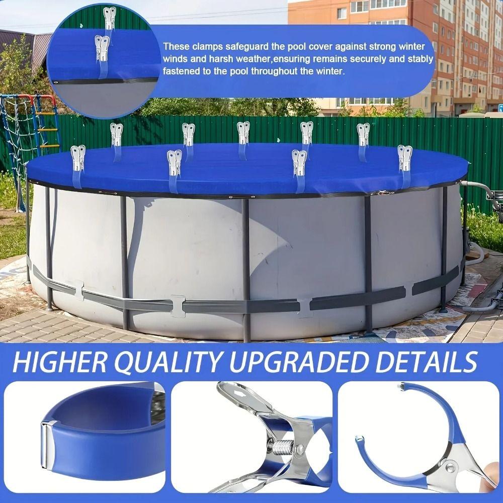 12Pcs Stainless Steel Hanger Spring Clamps with Plastic Handles Clothes Pins  Above Ground Pools