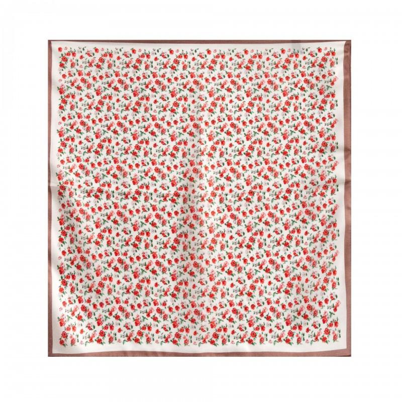 Womens 100% Mulberry Silk Scarf Small Rose Print Square Neckerchief Fresh Sweet Style