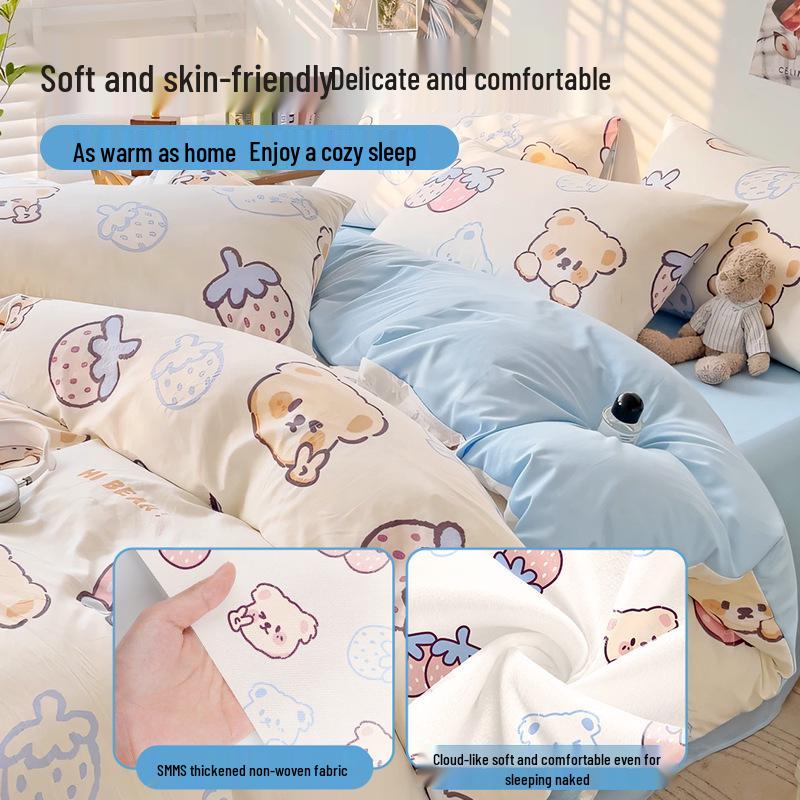 Extra Large Thick Disposable Hotel Bedding Set: Duvet Cover, Pillowcase, Bath Towel & Dirt-Isolating Bed Sheet.