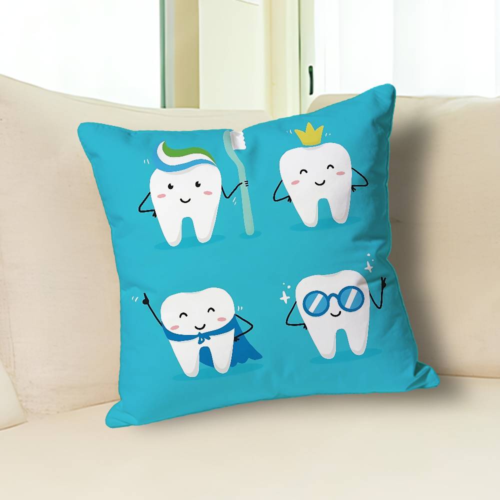 Dental Protect Tooth Cartoon Anime Celebrity Merchandise All-Match Printed Pillow Case Sofa Car Office Room Decoration Protector