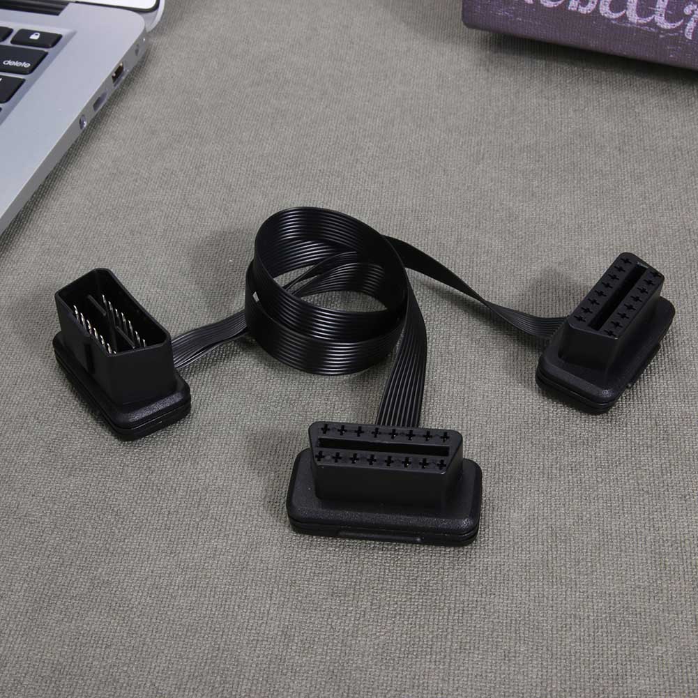 16pin Connector Cable with Angled Connectors OBD2 Male To Female Cord Adapter Right Angle Splitter Cable for Diagnostic Extender