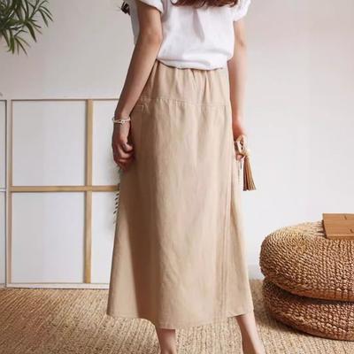 Slit Skirt Wide Leg Skirt Simple Pockets Loose Look Slimming