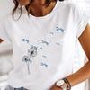 (Asian Size) Dragonfly Dandelion Plant Short Sleeve Women Print Tee Top Summer Fashion Tshirt  Lady Female Clothing Casual Graphic T-shirt