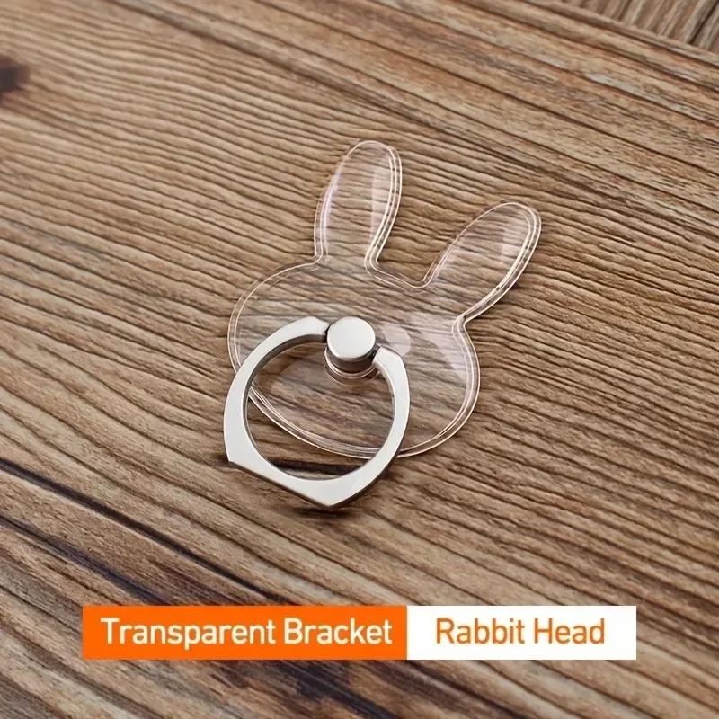 Transparent Cute Animal Round Phone Stand Foldable 360 Rotating Mobile Phone Ring Holder Smart Phone Accessories