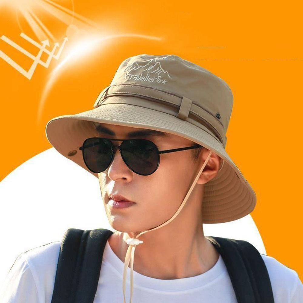 Anti-UV Protection Sunscrean Bucket Hat Cotton Outdoor Fishing Cap Portable Men Sun Hat Summer