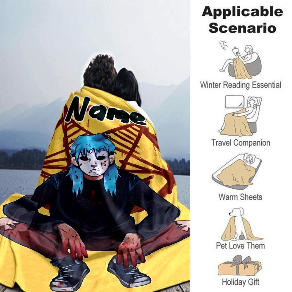 Customiz Name Personality Sally Face Blanket Soft &Warm Sofa Office Bed Travel Lunch Break Blanket, Gift Suitable All Seasons
