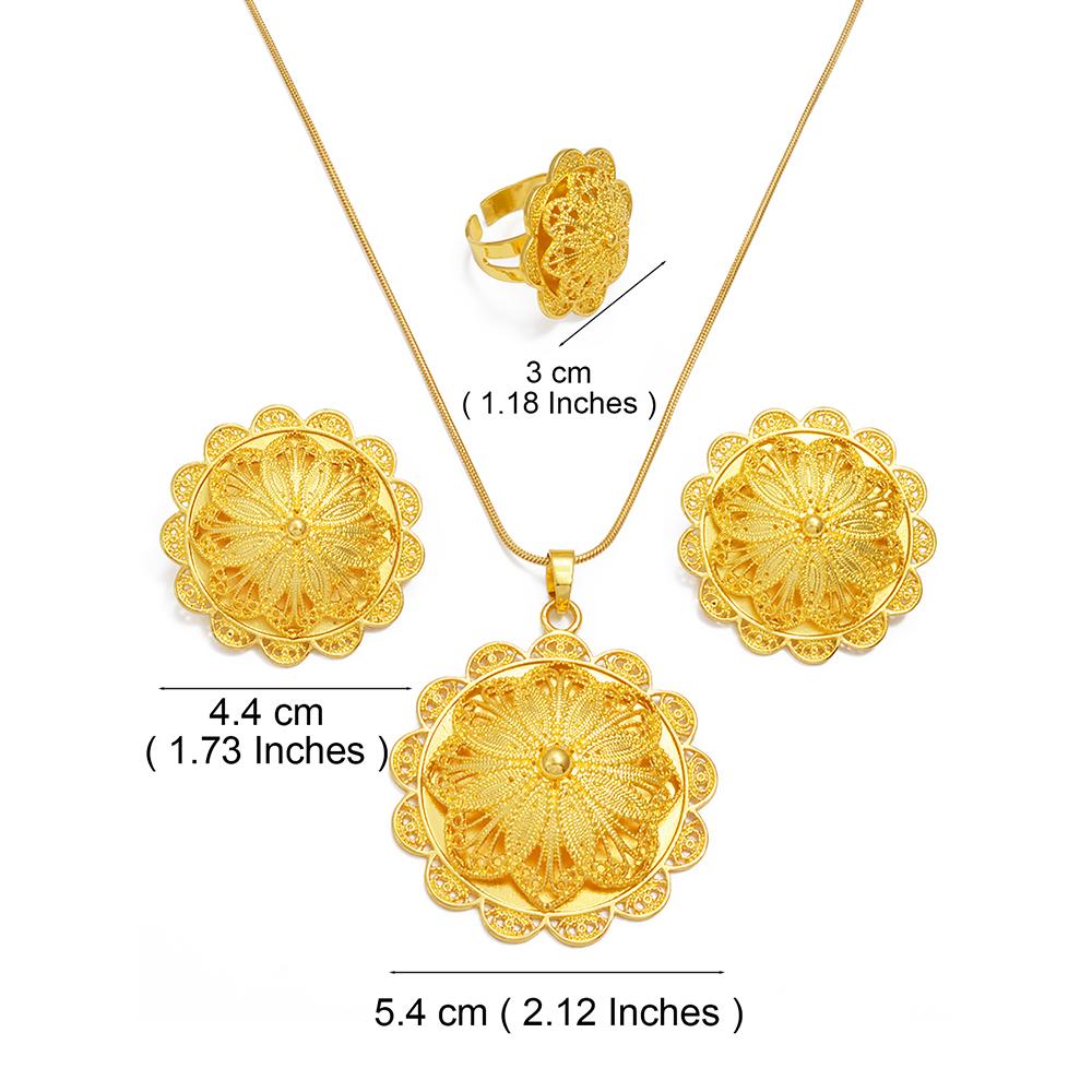 Anniyo Ethiopian Jewelry sets Necklace Earrings Ring Eritrean African Traditional Cultural Ornaments Ethnic Bridal #314106B