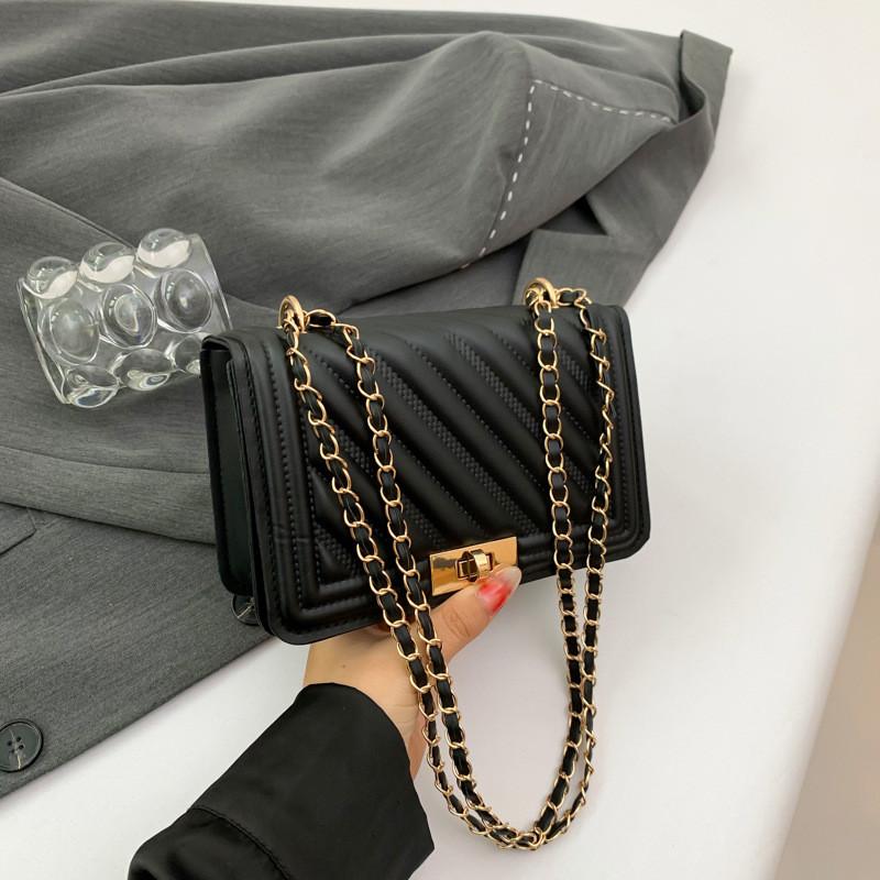 

Stylish Vintage Women s Bag New Korean Version Pure Color Crossbody Charming Small Square Bag Black