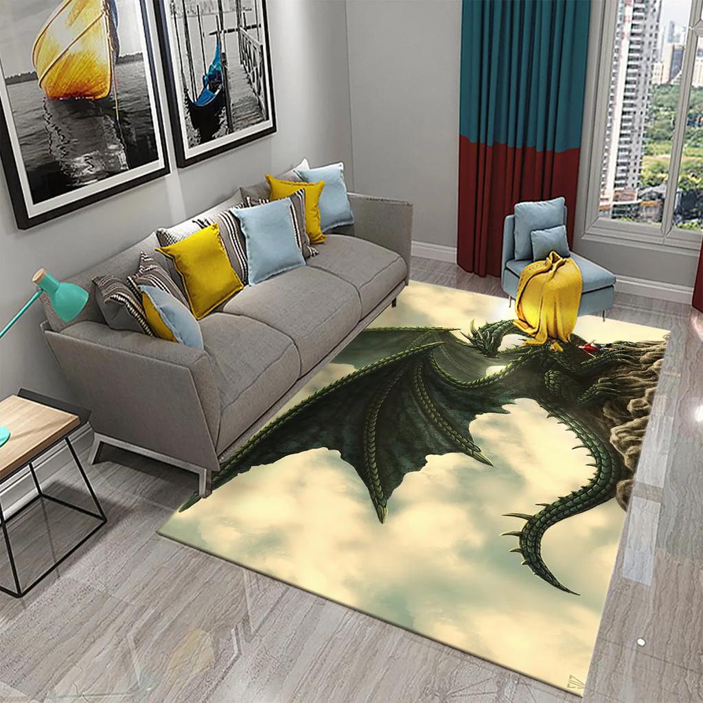 Modern Dragon Pattern Carpet for Living Room Bedroom Bathroom Entrance Non-slip Carpet for Children Play Home Decor Floor Carpet
