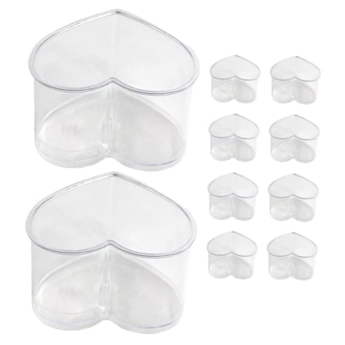 

FRCOLOR 10-Piece Heart-Shaped Air Canister with Lid, Cake Container, Dessert, Red, Cake Canister, Portable, Party Tiramisu Canister, Plastic, Transpar