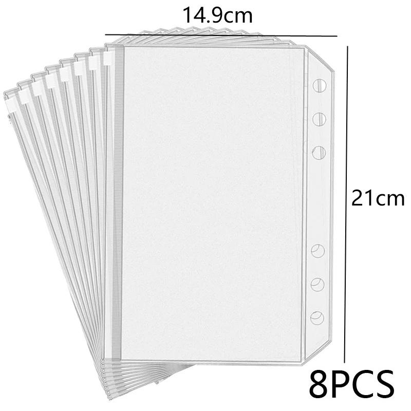 8 SZTUK Kieszonki do segregatora PVC Koperty na gotówkę A5 A6 A7 Foldery z zamkiem Saszetki Organizer na pieniądze Segregator dokumentów Wkłady do segregatora