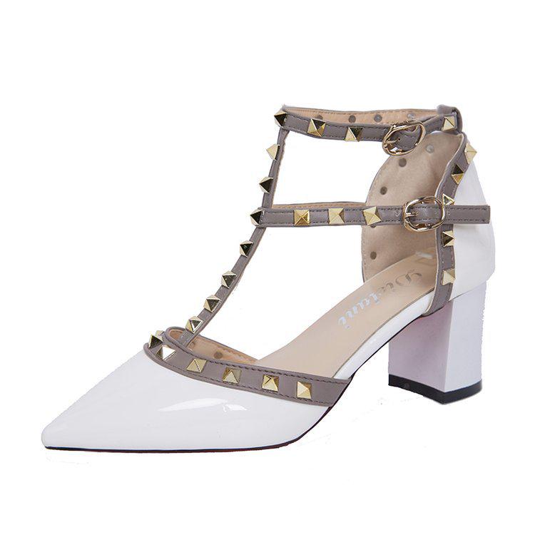 

Женские оранжевые туфли на высоком каблуке-шпильке с заклепками - сексуальные летние босоножки с острым носком 39