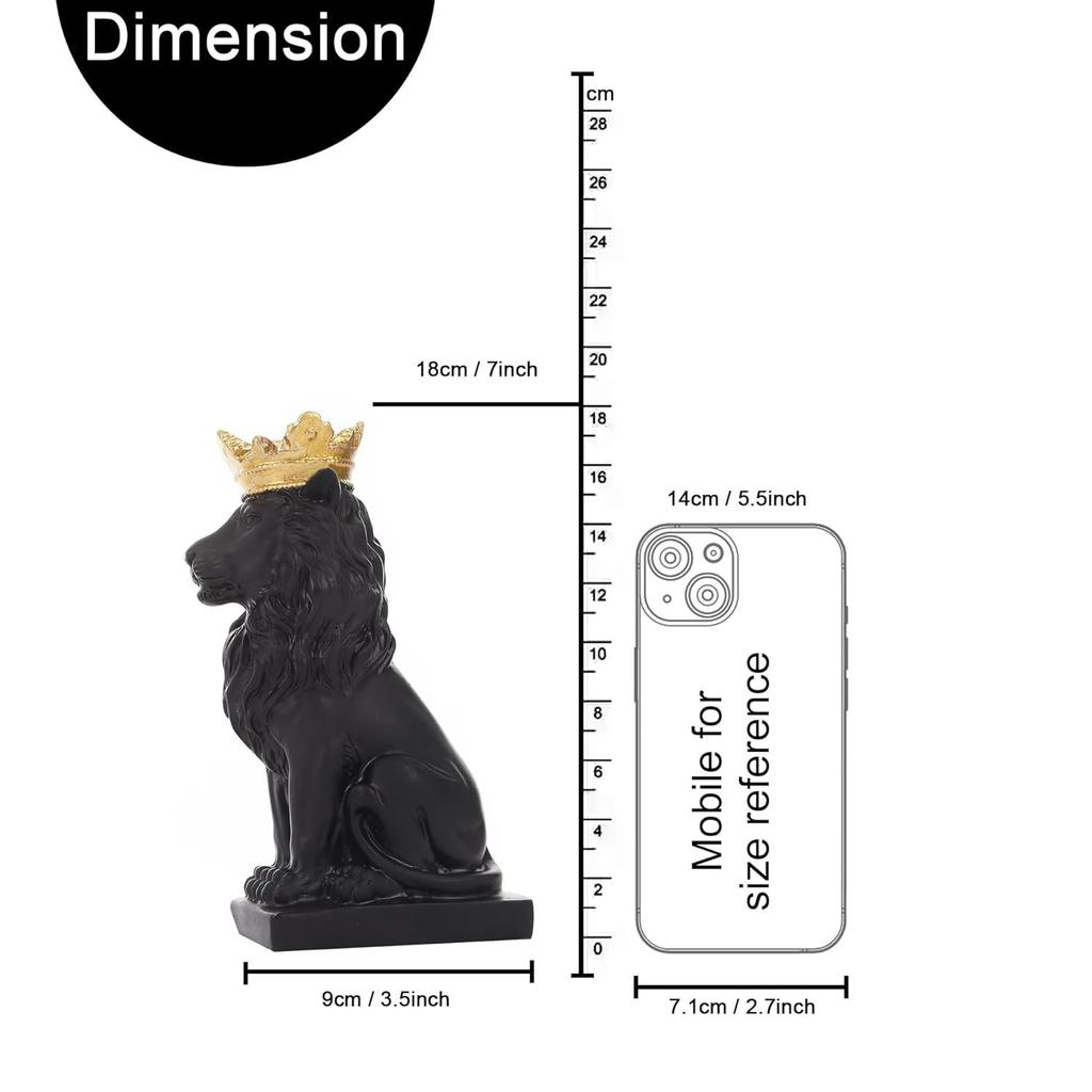 Decorative Crown Lion King Statue Showpiece Sculpture Animal Figurines