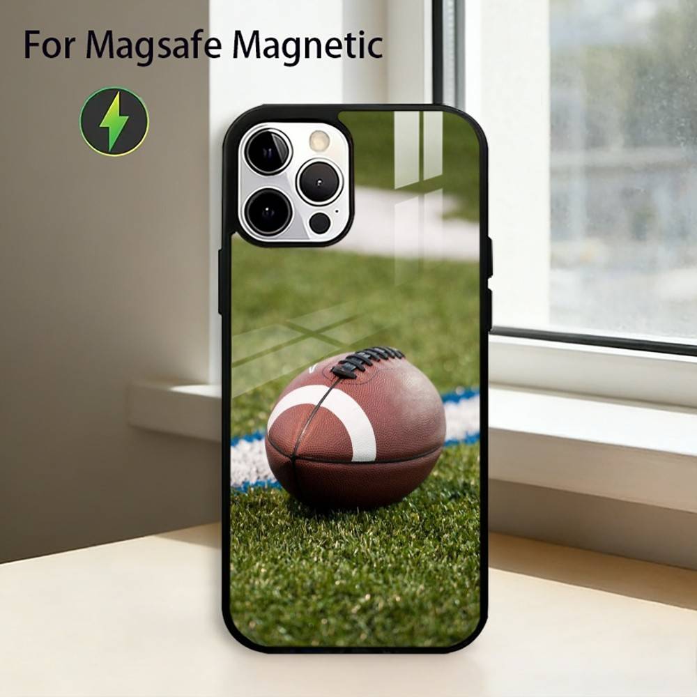American Football Sport Handyhülle Für iPhone17,16,15,14,13,12,11 Plus,Pro Magnetisch mit Magsafe Kabelloses Laden