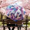 1pc Unicorn Twins Umbrella Portable Folding Umbrella Iron Frame Hole Bone Structure Outdoor Home Umbrella