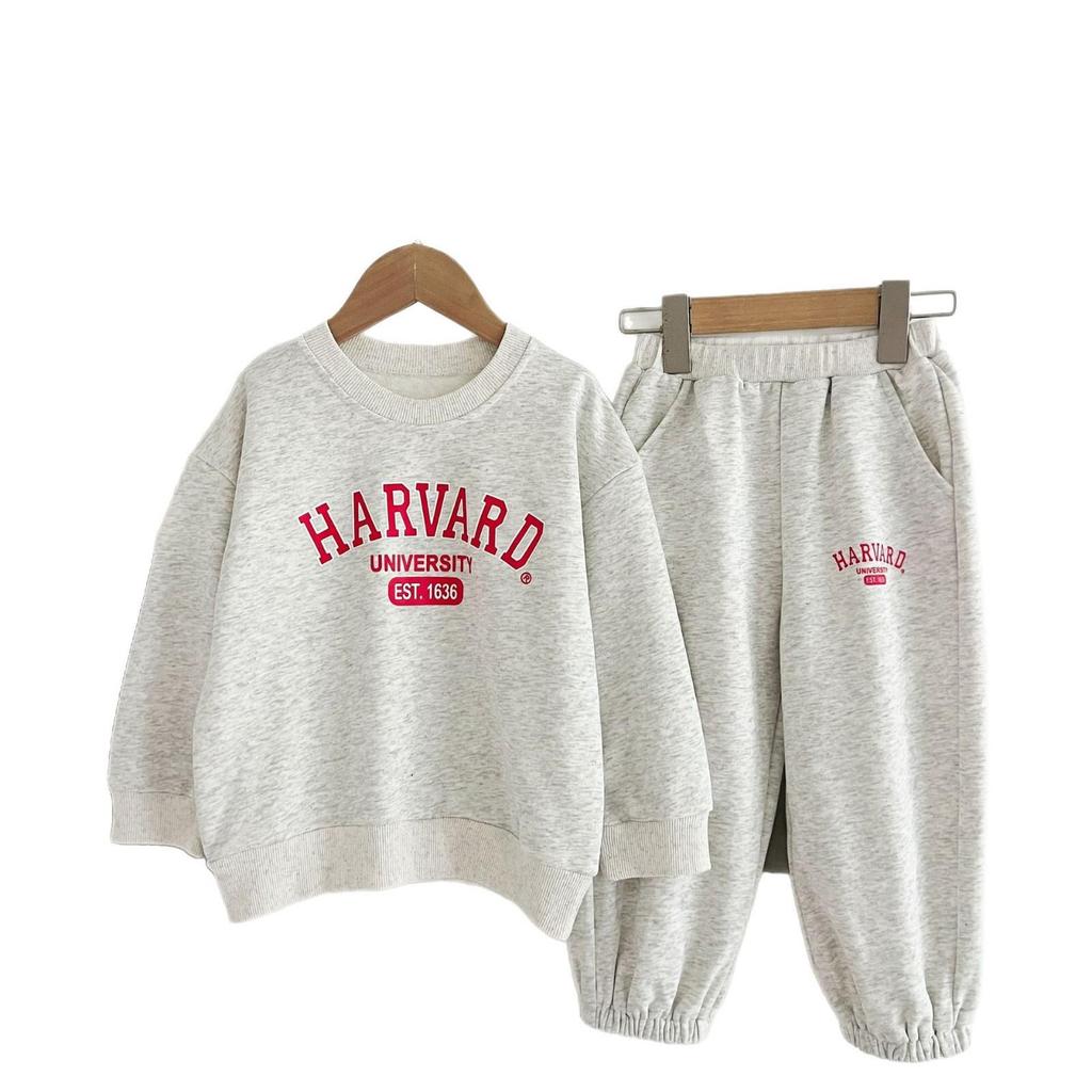 Kids' Spring/Autumn Sports Set: Boys' Letter Print & Winter Fleece-Lined Baby Girl Sweatshirt with Pants