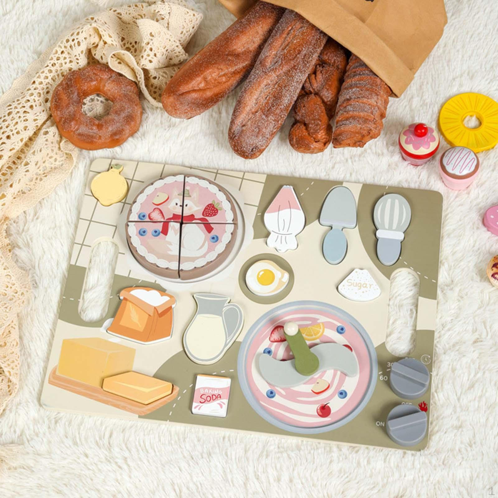 

Pretend Play Kitchen Toy Wooden Cooking Set,Learning Toy,Educational,Wooden Cake for